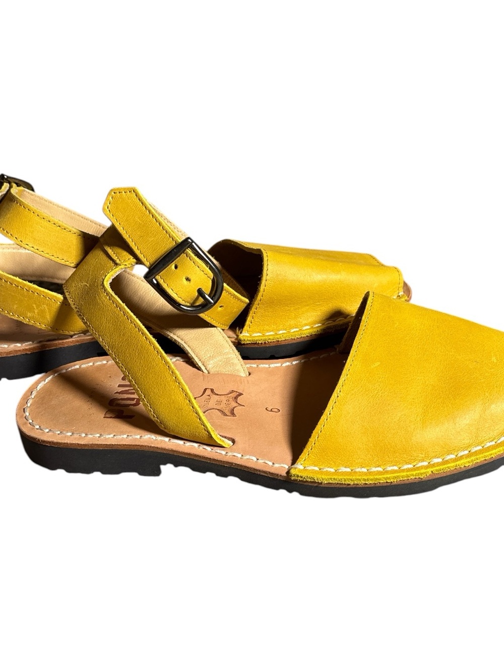 PONS Avarca Menorca Saffron Yellow Leather Ankle Strap Sandals EU 36 - Picture 4 of 6